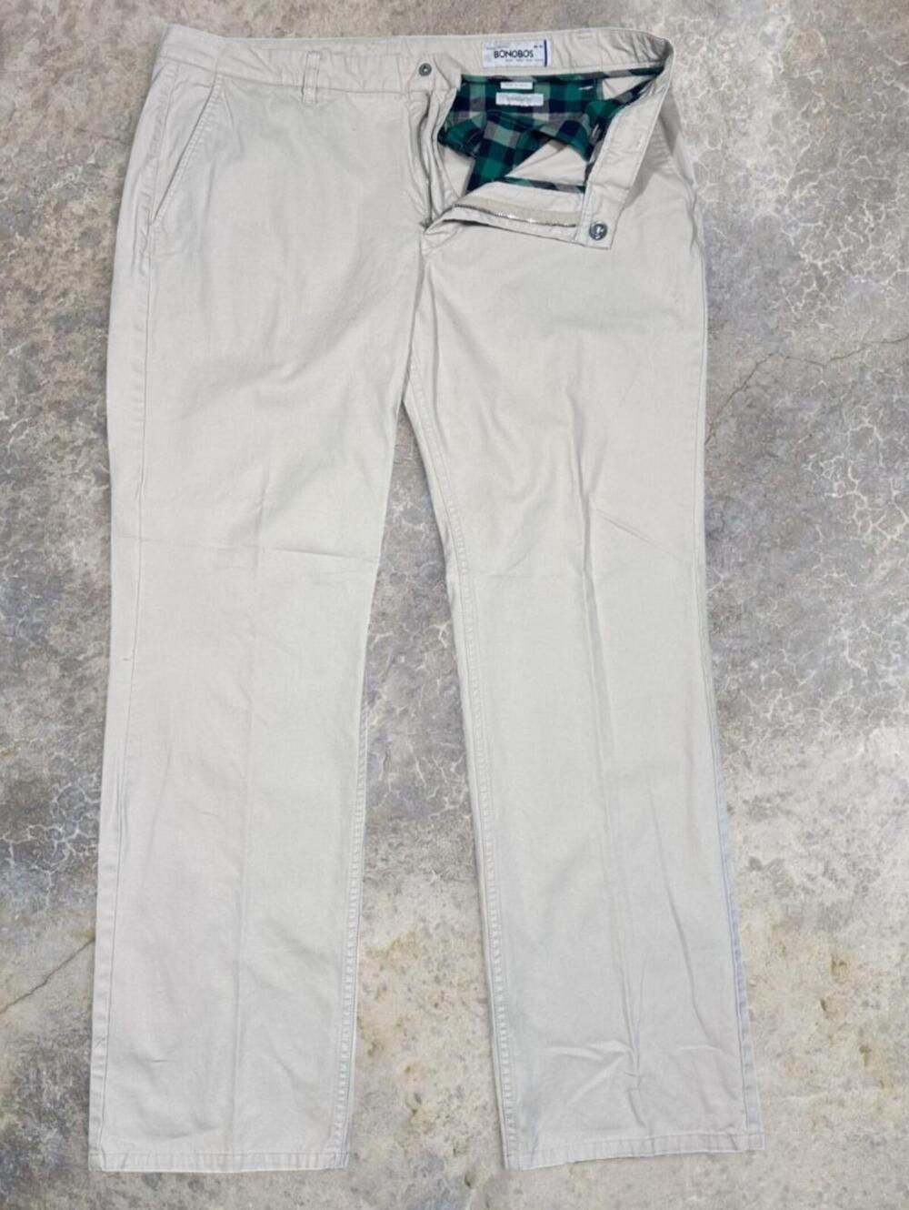 Bonobos Washed Chinos Cream White Men’s Sz 38/32 | Flannel Pockets | Slim